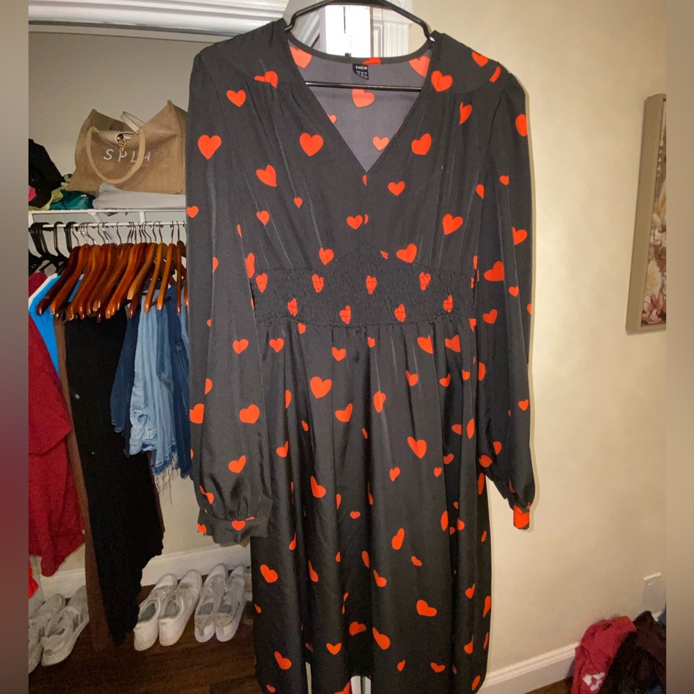 Black and Red Heart print dress from shein